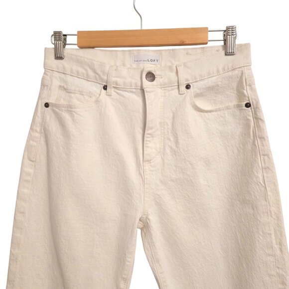LOFT Women’s High Waist Straight Crop Jeans White Denim Size 27 4 Stretch Casual - Picture 2 of 6